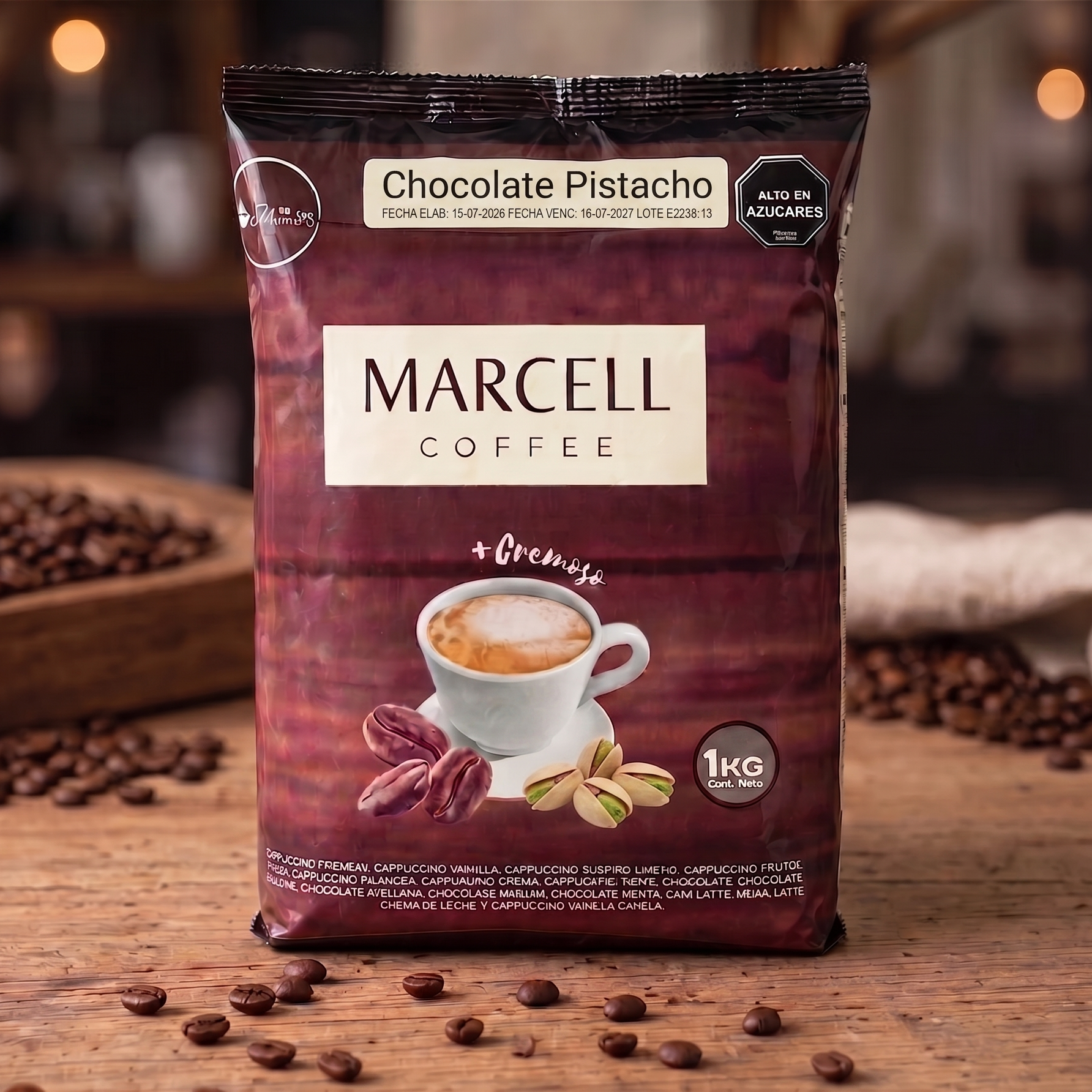 Chocolate Pistacho Instantáneo para Bebidas Calientes